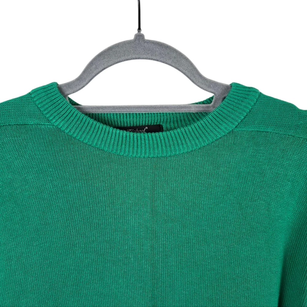 St Michael Mens Green Cotton Crewneck Oversized Sweater